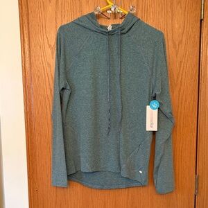 Green Long Sleeve Pullover Hoodie with Small Zipper pockets
